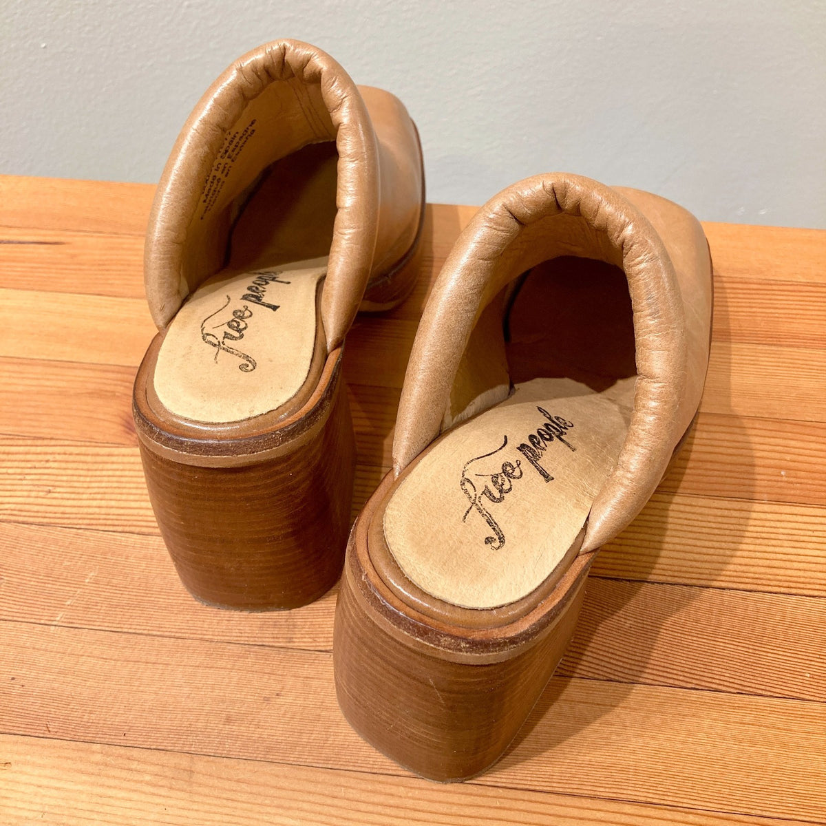 Free People Tan Ruby Platform Mule Slip On Heels Shoes - Size 36 / 6 - 0312IG