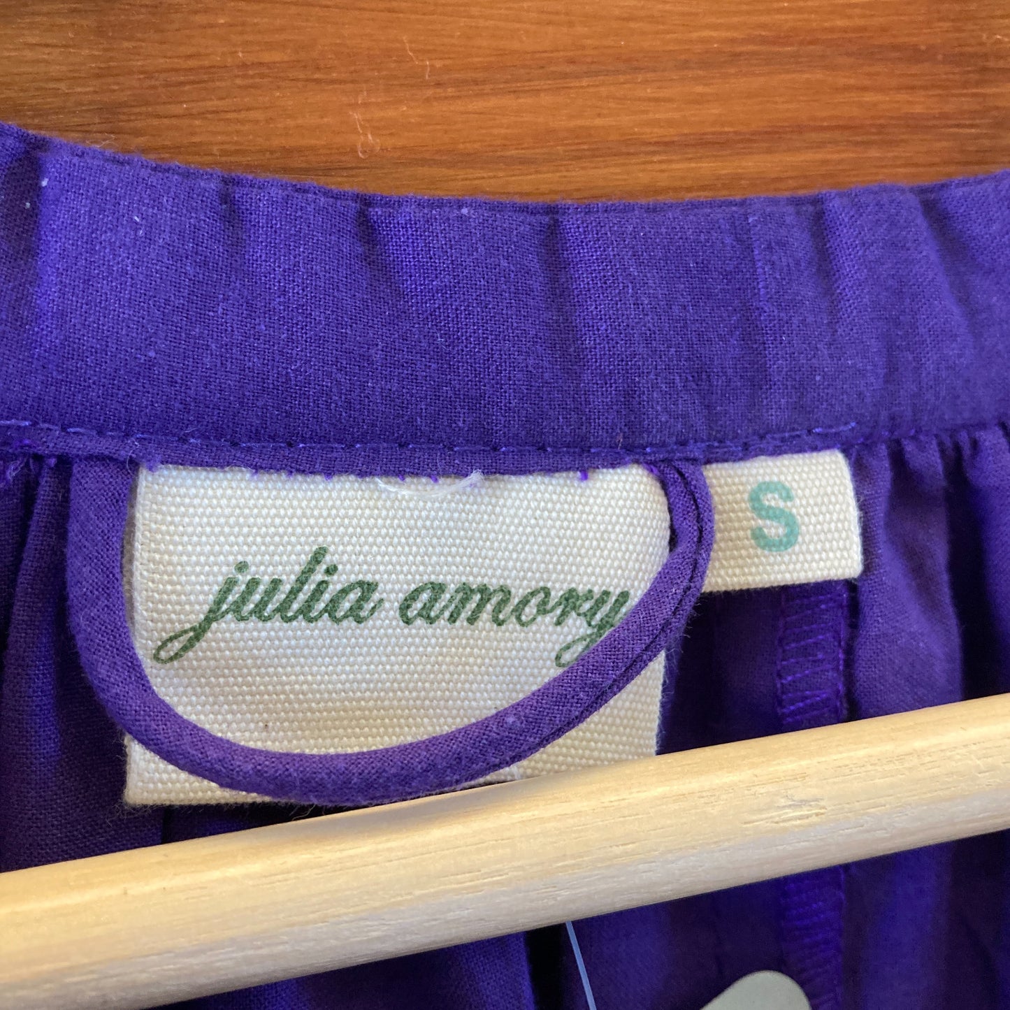 Julia Amory Purple Embroidered Midi Puff Sleeve Dress - Size S - 1107TZ