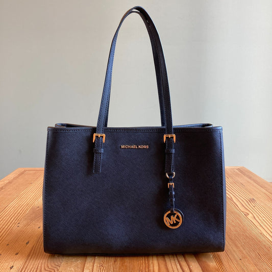 Michael Kors Black Jet Set Travel Tote Bag Shoulder Purse - 0210AM