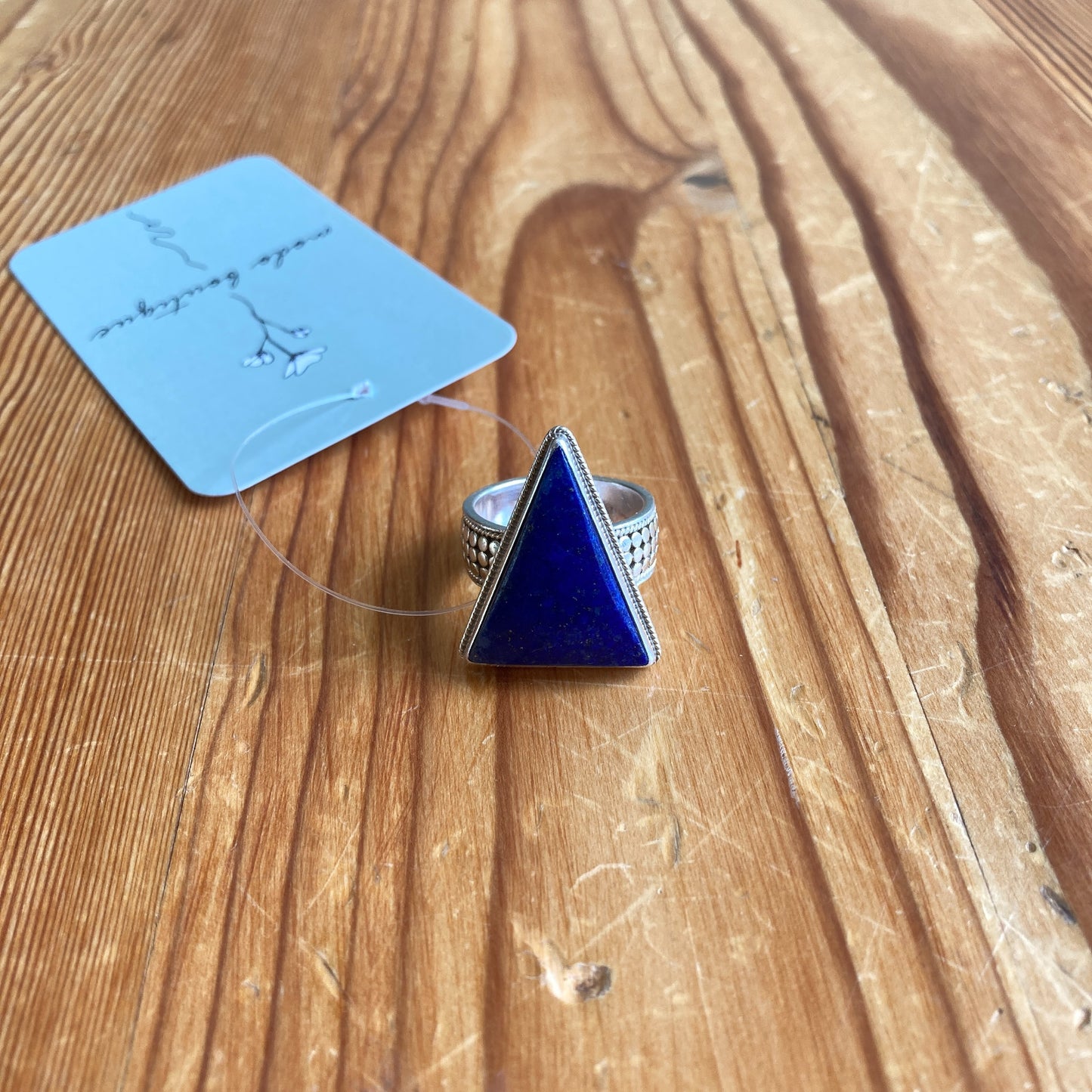 Anna Beck Sterling Blue Stone Triangle Cocktail Ring - Size 7 - NEW - 0716MD
