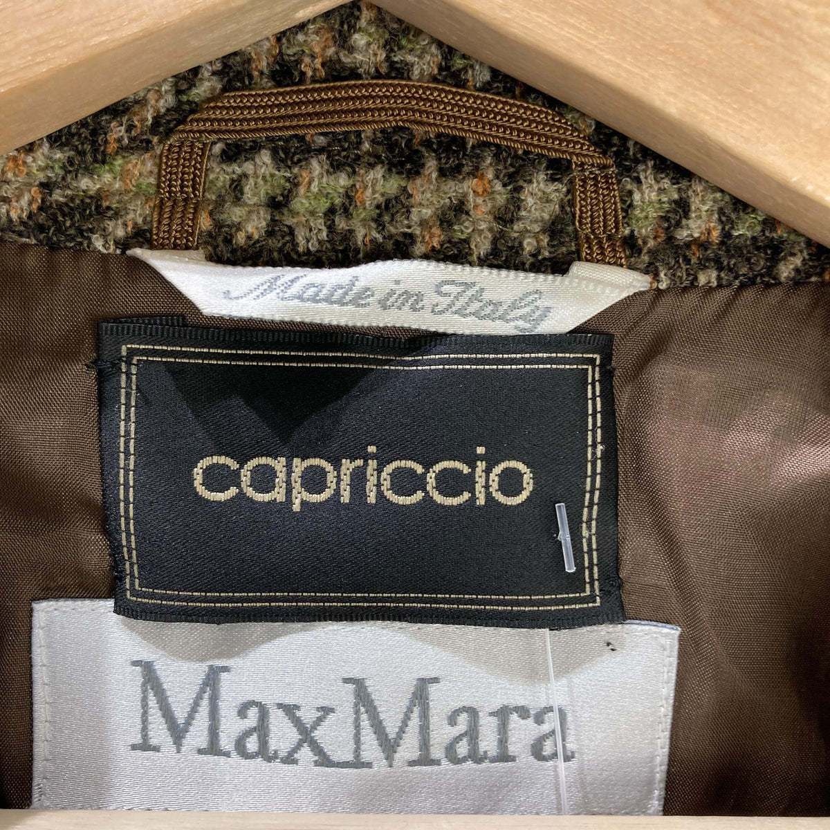 Max Mara Brown Houndstooth Wool Single Button Blazer Jacket - Size 6 - 1011SC