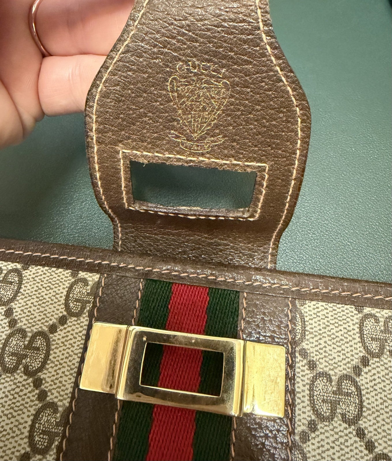 Vintage Gucci GG Monogram Supreme Sherry Web Ophidia Portfolio Laptop Bag 1227EL