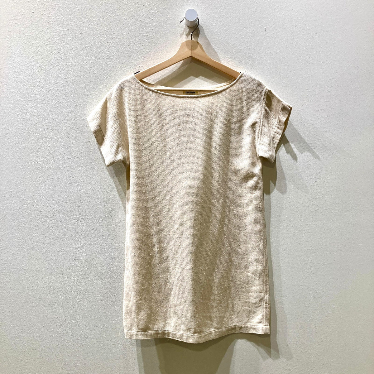 Ozma of California White Textured Raw Silk Short Sleeve Dress - Size XS - 0312IG