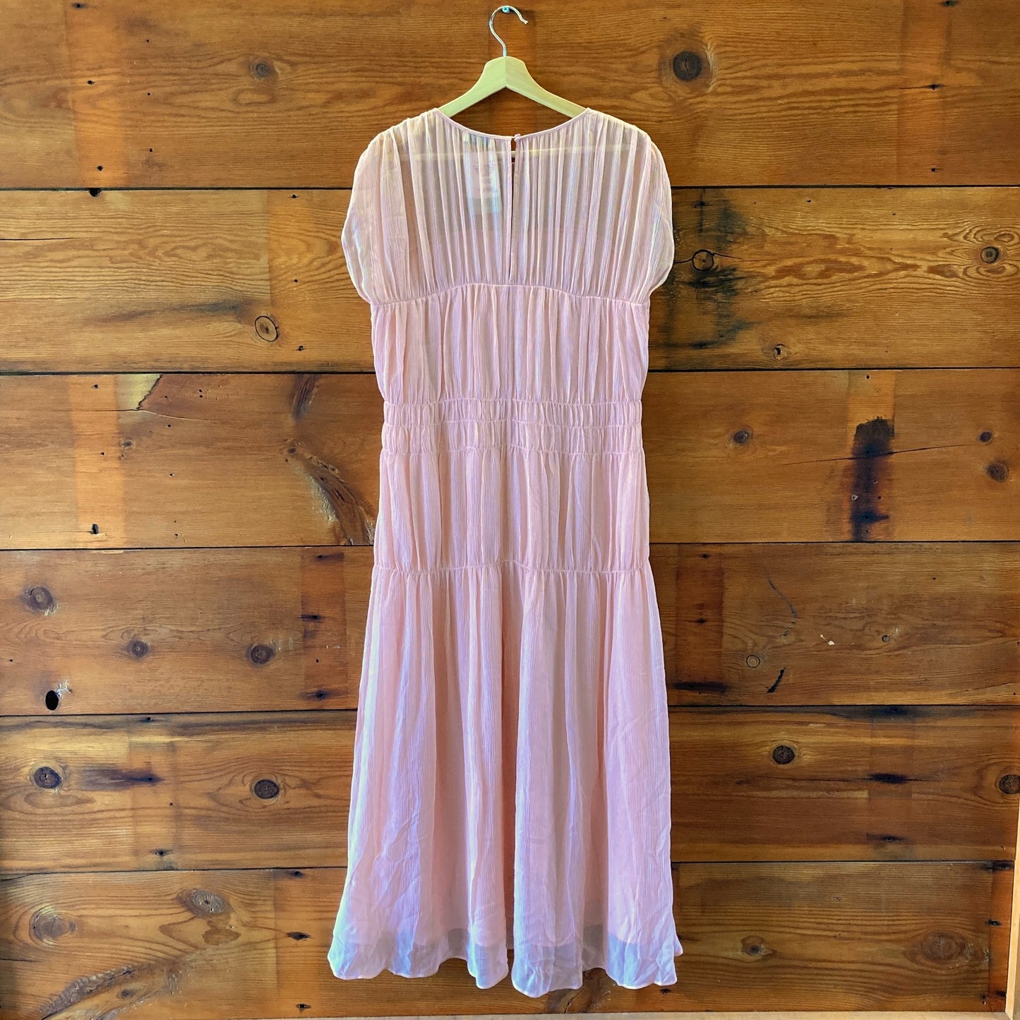 M - AYR Ballet Pink Silk Chiffon Blend Cap Sleeve Full Length Dress 1125KG