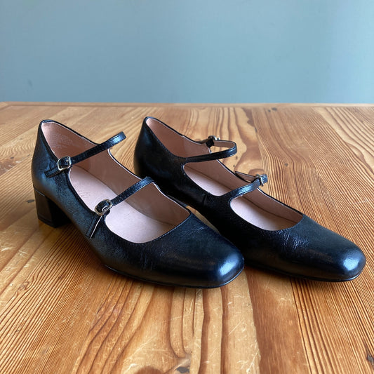 Madewell Black Leather Nettie Heeled Mary Jane Shoes - Size 8.5 - 1112CG