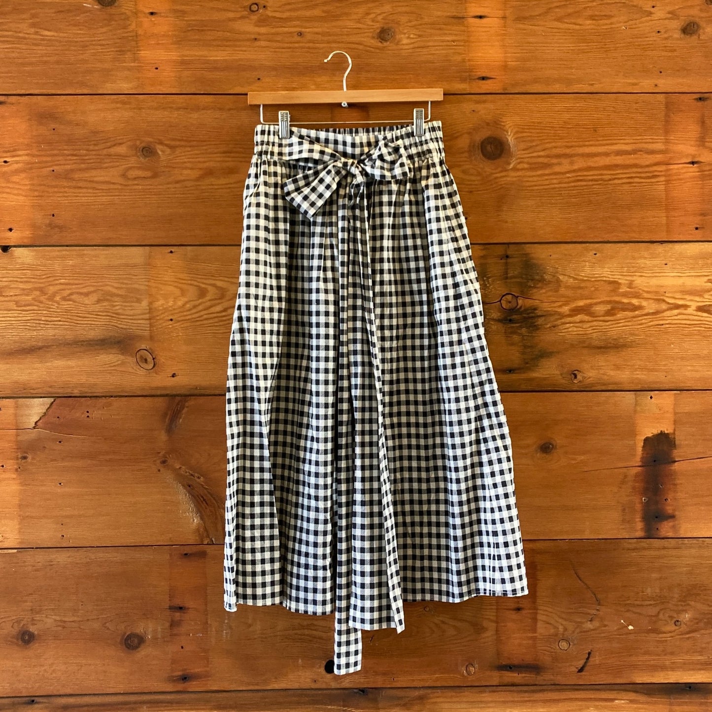 Tory Burch B&W Gingham Puff Sleeve Top & Midi Skirt Set - Size S - NEW - 1215RJ