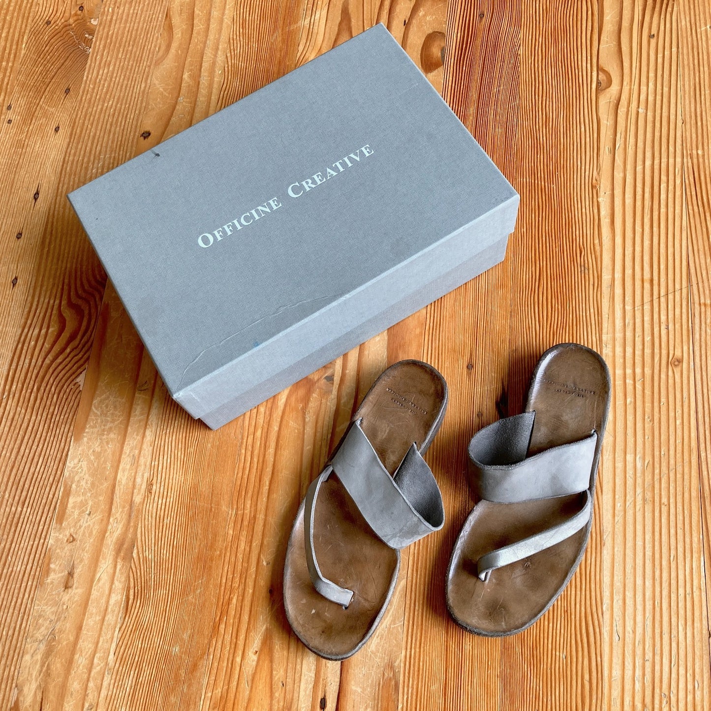 Officine Creative Gray Leather Strappy Sandals Shoes - Sz 37 - w/ box -  0121PK