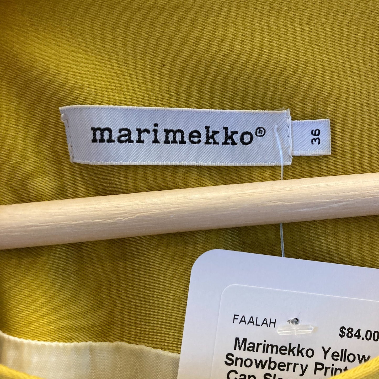 Marimekko Yellow Snowberry Print Ihvi Cap Sleeve Dress - Size 36 / S - 0203SK