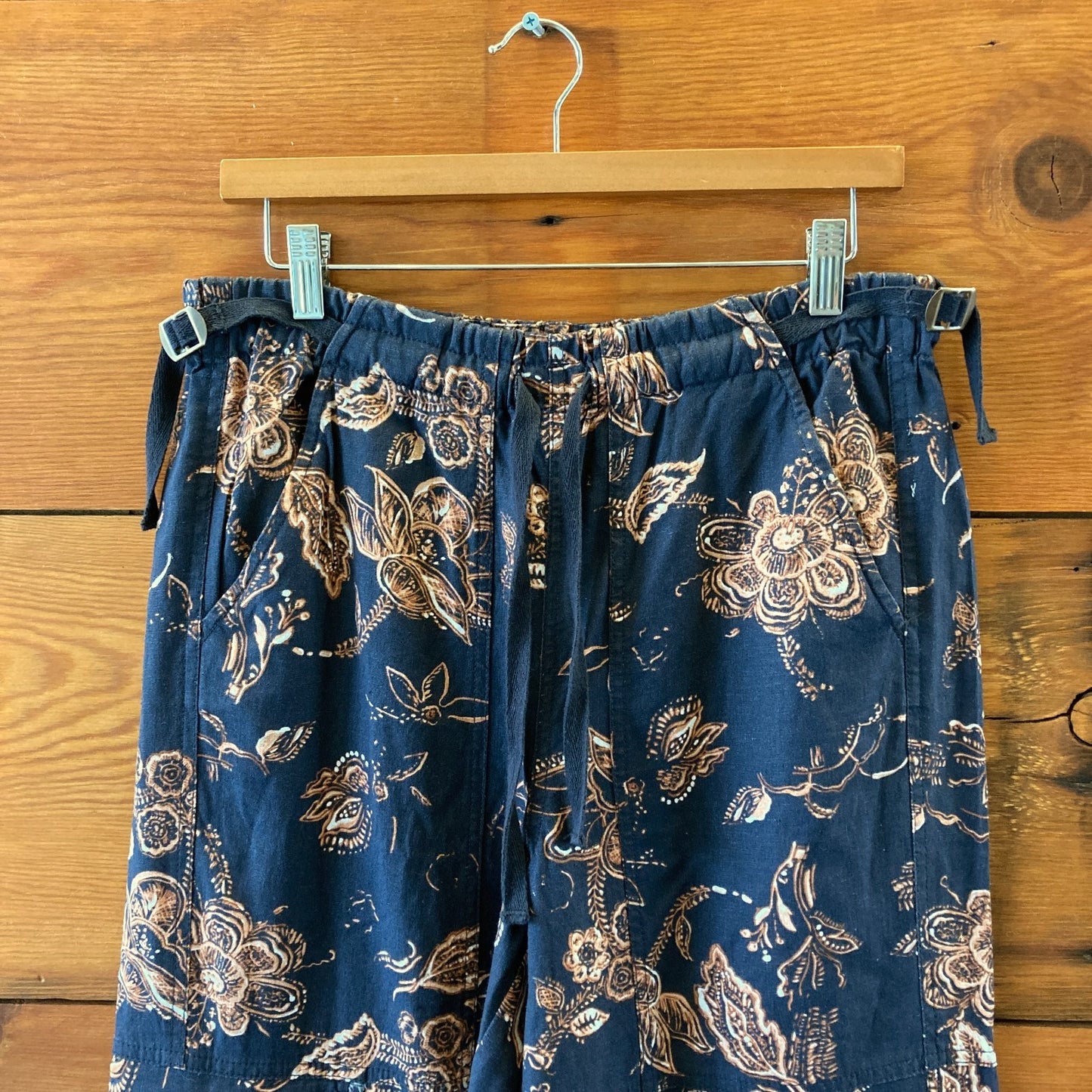 Pilcro Anthropologie Navy Patterned Linen Wide Leg Pants - Size S - NEW - 0501SE
