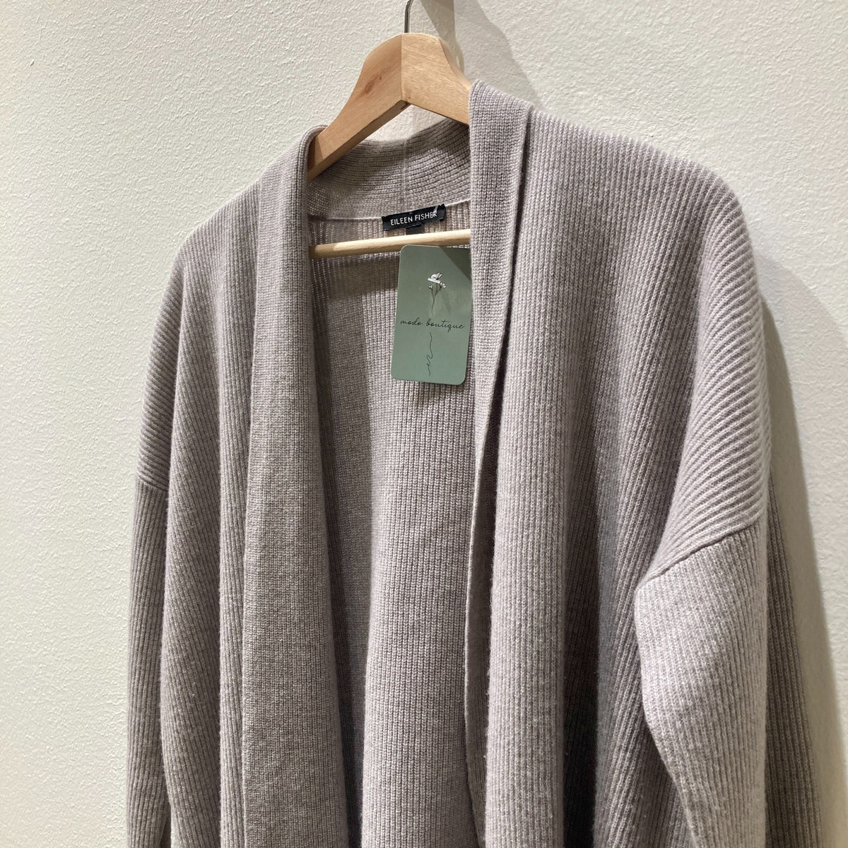 Eileen Fisher Taupe Gray Open Ribbed 100% Cashmere Sweater - Size S - 1125KG