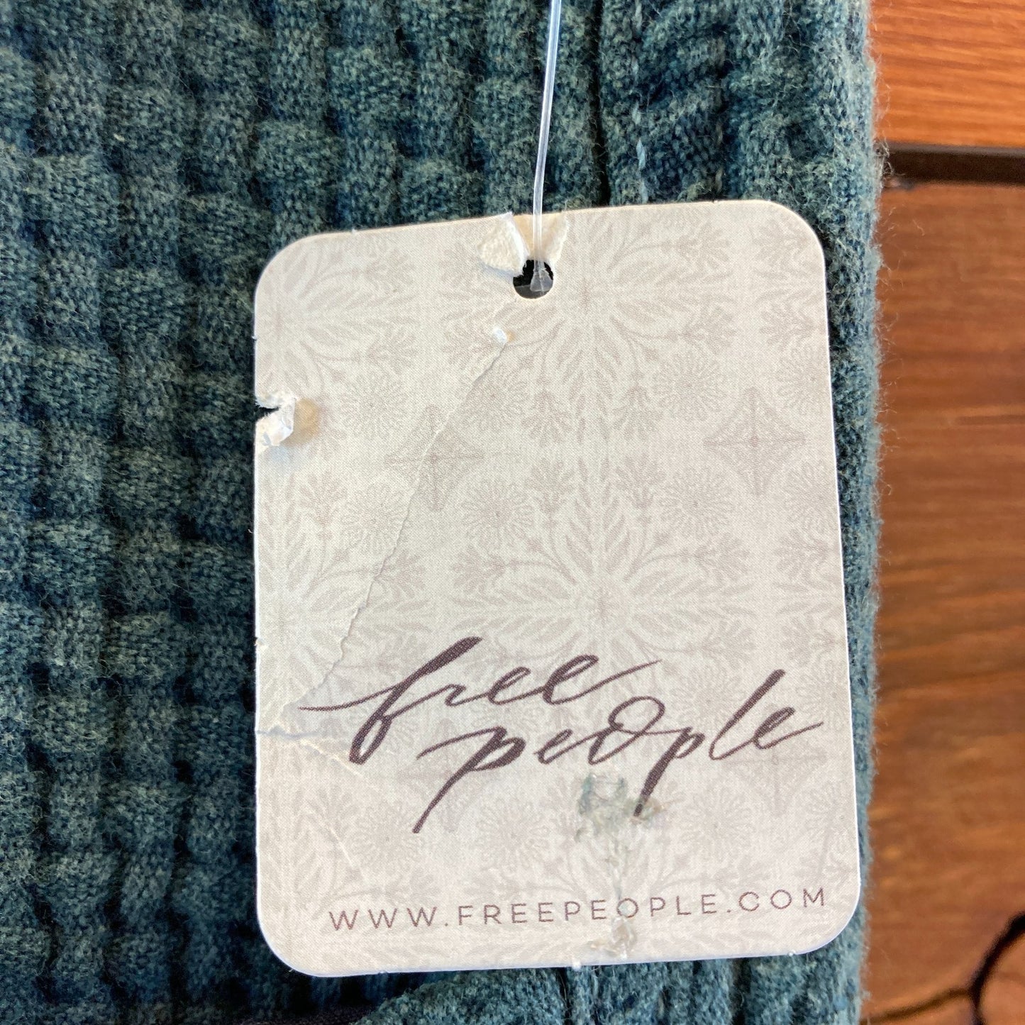We the Free People $168 Green Waffle Knit Wide Leg Pants - Sz XL - NEW - 1122CT
