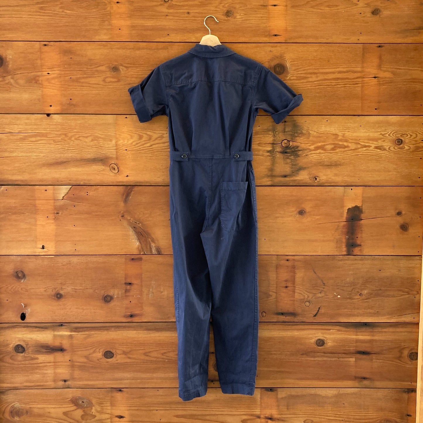 XXS - Alex Mill $178 Navy Blue Short Sleeve Standard Cotton Jumpsuit 0619SM
