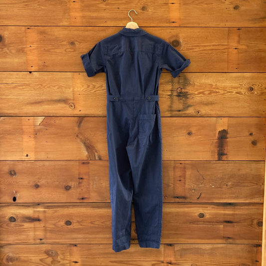 XXS - Alex Mill $178 Navy Blue Short Sleeve Standard Cotton Jumpsuit 0619SM