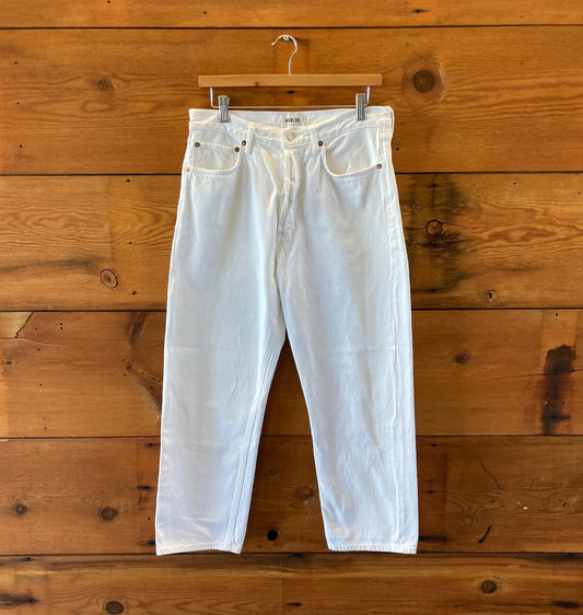 AGOLDE White Denim Button Fly 90's Crop Relaxed Fit Jeans - Size 29 - 0131AG