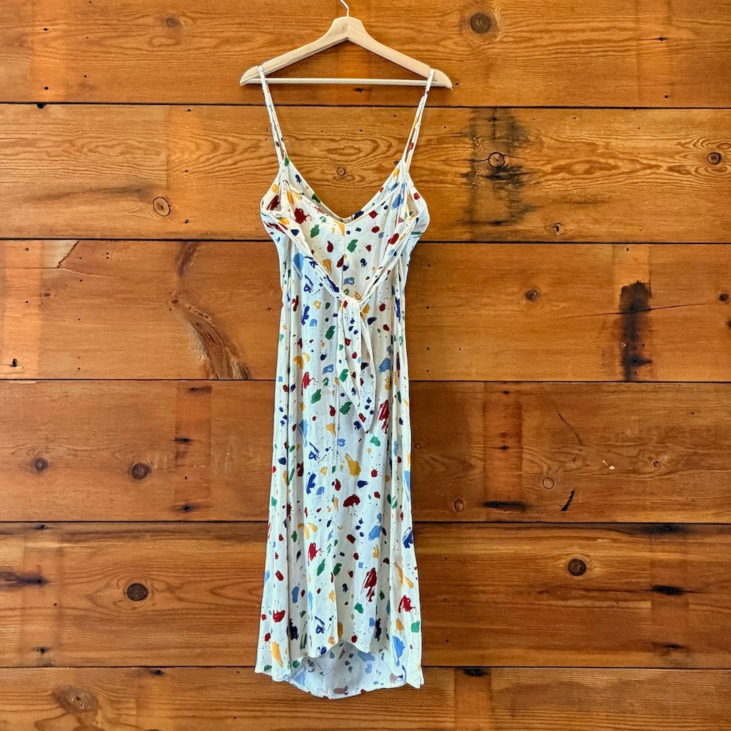 Reformation White Splatter Patterned Midi Length Dress - Size 6 - 0404BB