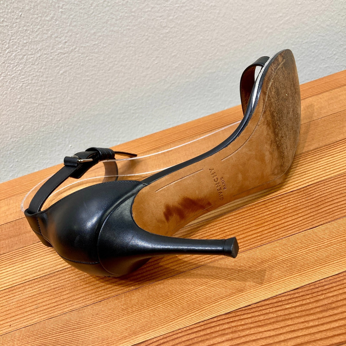 Givenchy Black Leather Ankle Strap Stiletto Heels Sandals - 37.5 / 7 - 0129LH