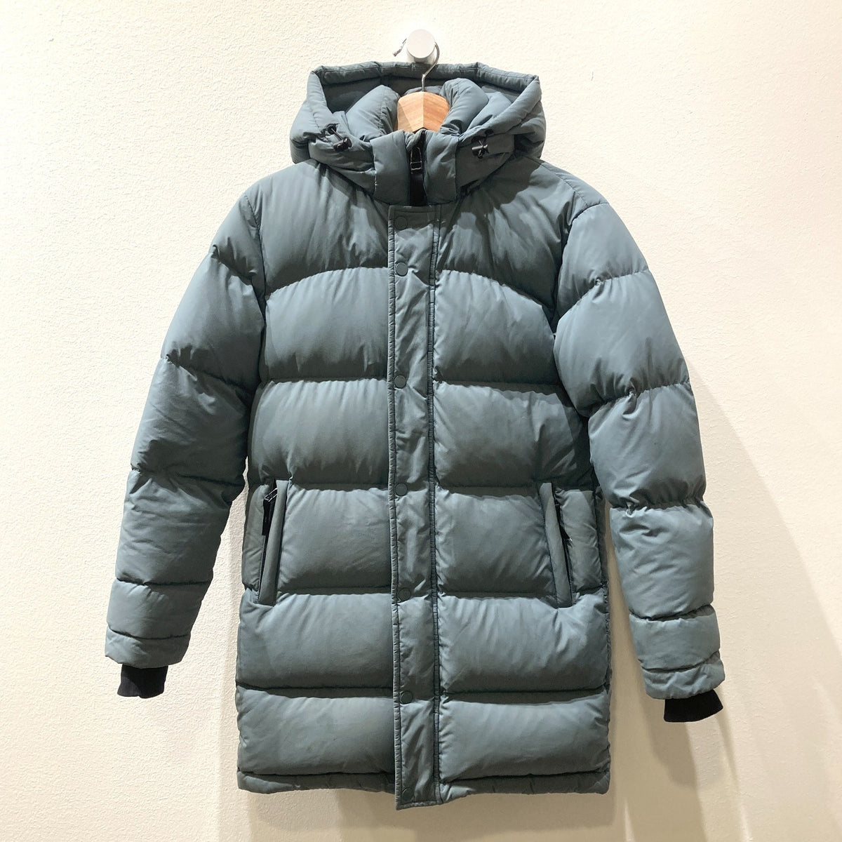 TNA Aritzia $325 Elegant Charcoal Super Puff Mid Down Coat - Size XXXS - 0915LS