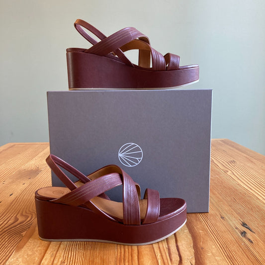 Coclico Burgundy Lily Martin Platform Shoes -Sz 38.5 / 8.5 - NEW w/ Box - 4427SC