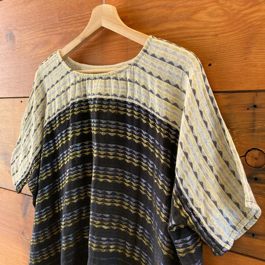 Ace & Jig Black Gold & Silver Short Sleeve Boxy Shirt Top - Size S - 0830KJ