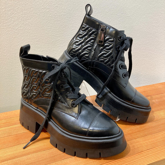 Rebecca Minkoff Black Quilted Leather Combat Platform Boots  - Size 8 - 0607IL