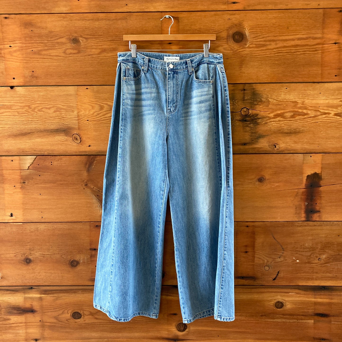 The Frankie Shop Medium Blue Denim Wide Leg Light Wash Jeans - Size M - 0204MP