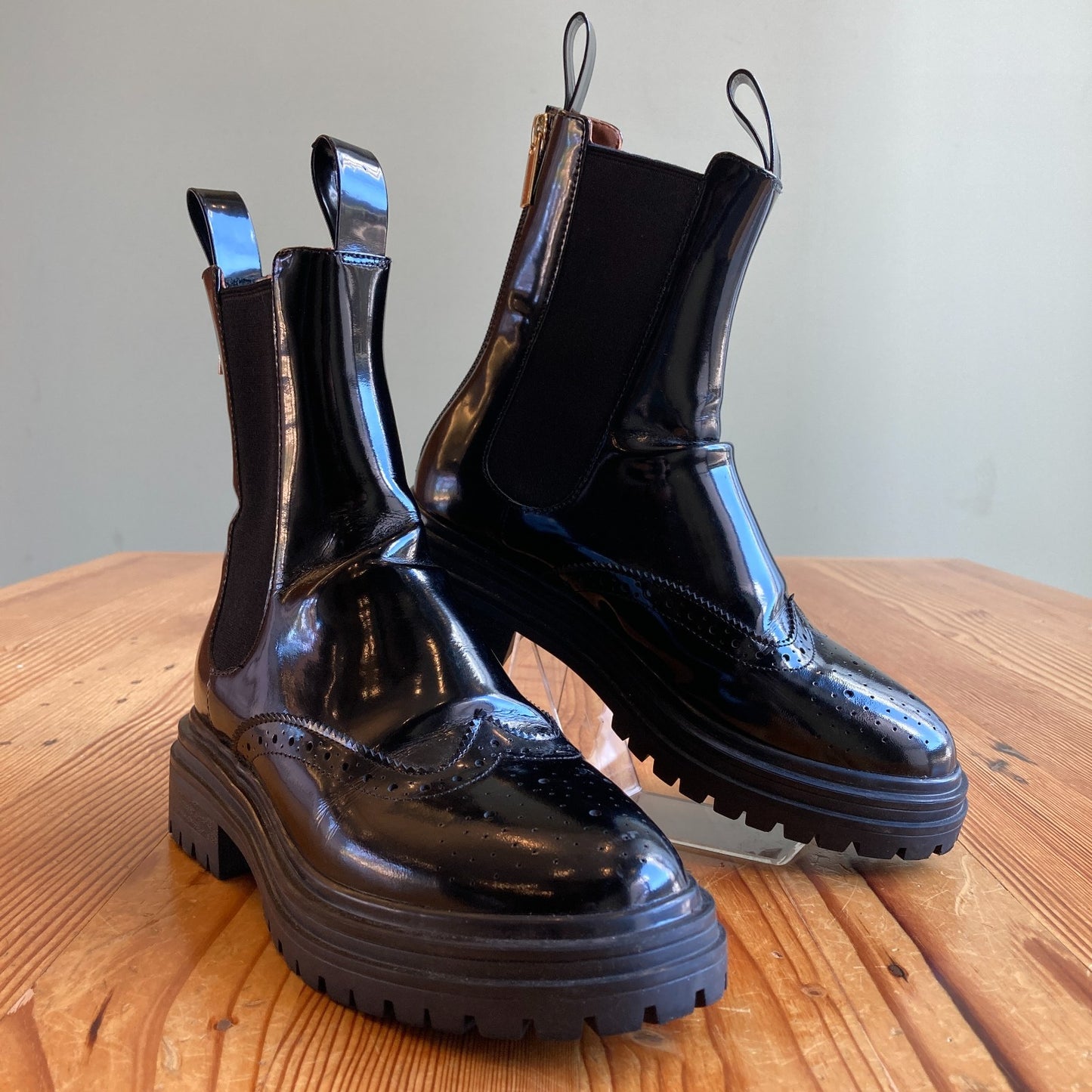 Bared Footwear Black Patent Oxford Chelsea Boots - Size 36 / 6 US - 0102JM