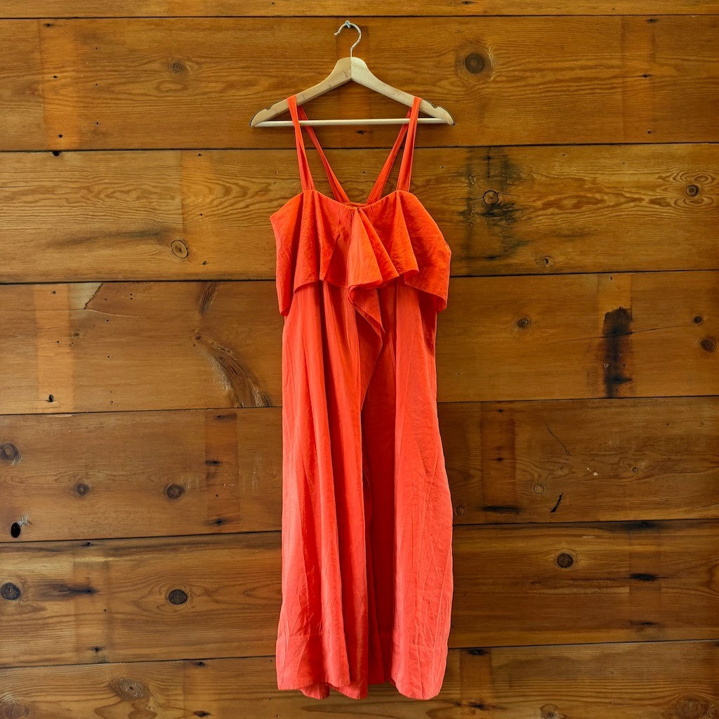 Rachel Comey Orange Sleeveless Cupro Silk Dovalina Midi Dress - size 4 - 0628AC