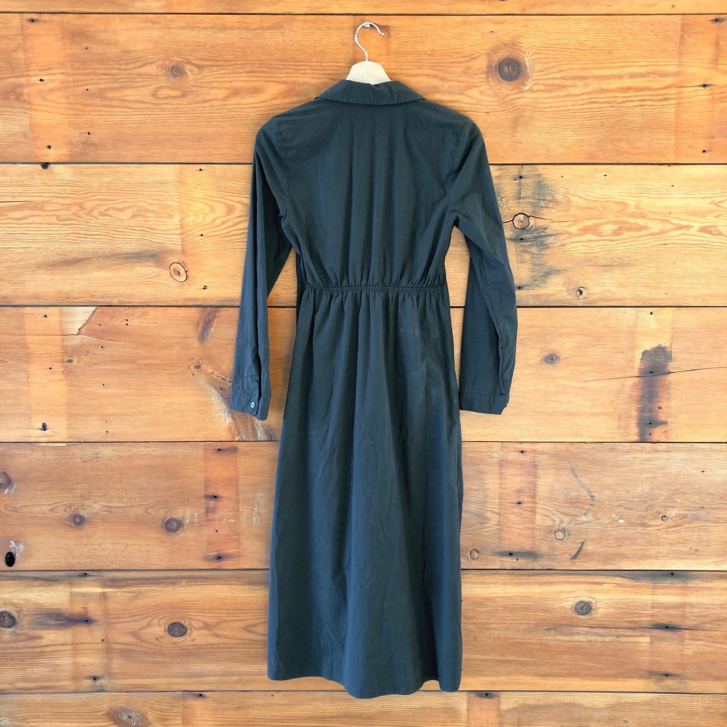 XS - Rails $347 Black Stretch Cotton Twist Front Midi Irie Shirt Dress 0225RH
