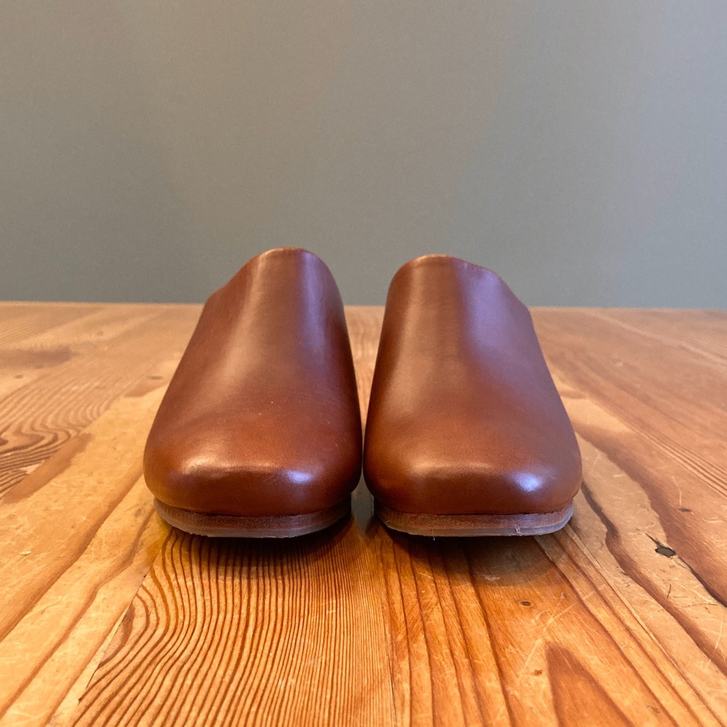 10 - Nisolo Brown Leather Stacked Heel Open Back All-Day Mules Shoes 0520MF