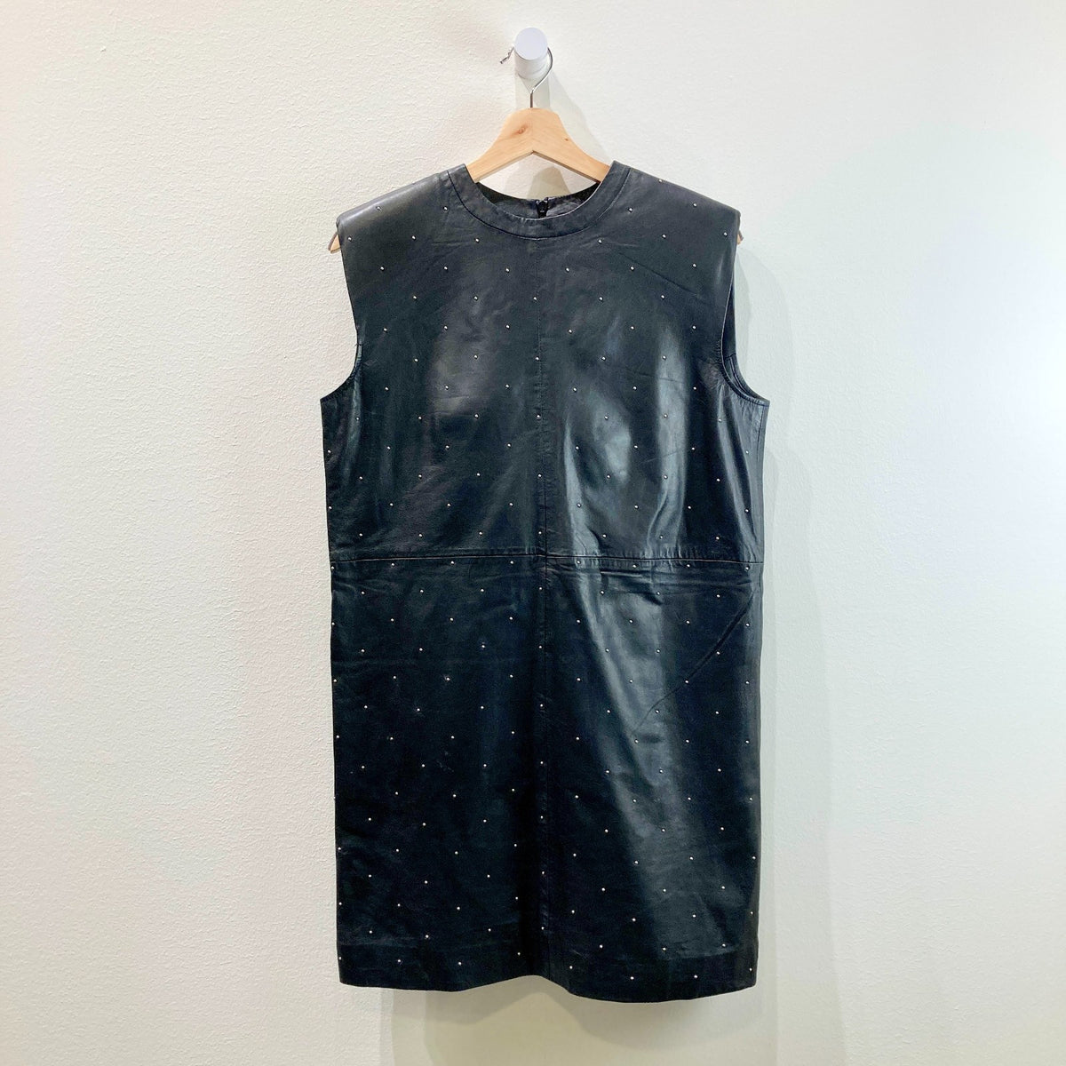 AllSaints NEW Black Studded Leather Mika Pinstud Dress - Size 0 / XS - 1029SB