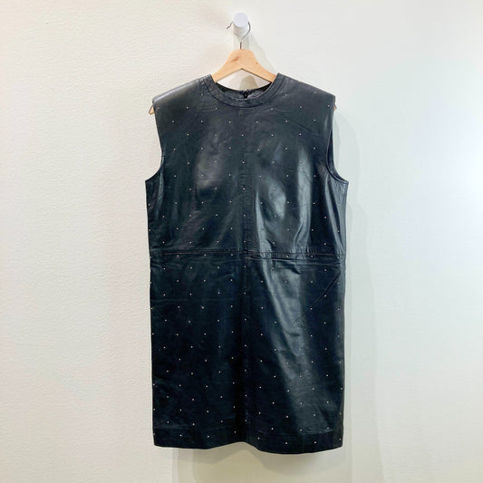 AllSaints NEW Black Studded Leather Mika Pinstud Dress - Size 0 / XS - 1029SB