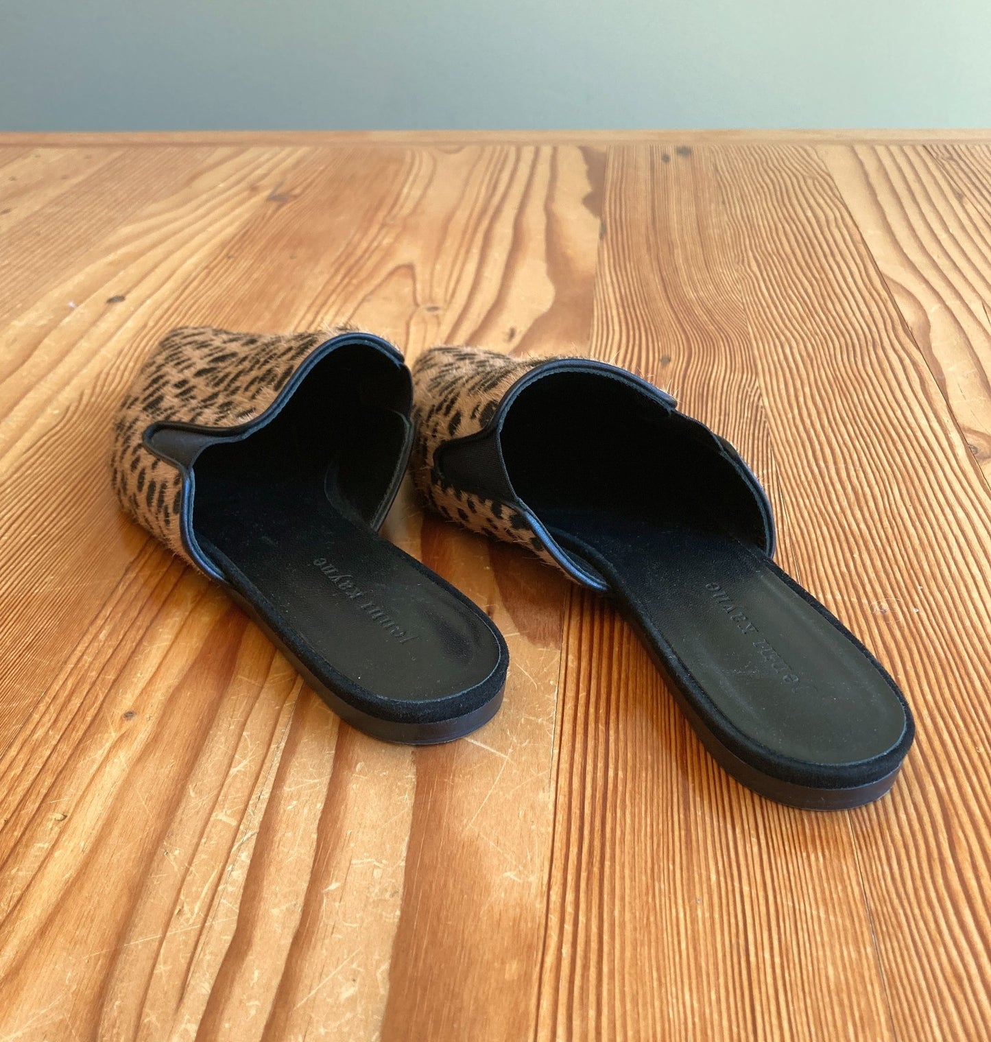 Jenni Kayne Leopard Pony Hair Pointed Toe Slides Shoes - Size 40 / 9.5 - 0706AV