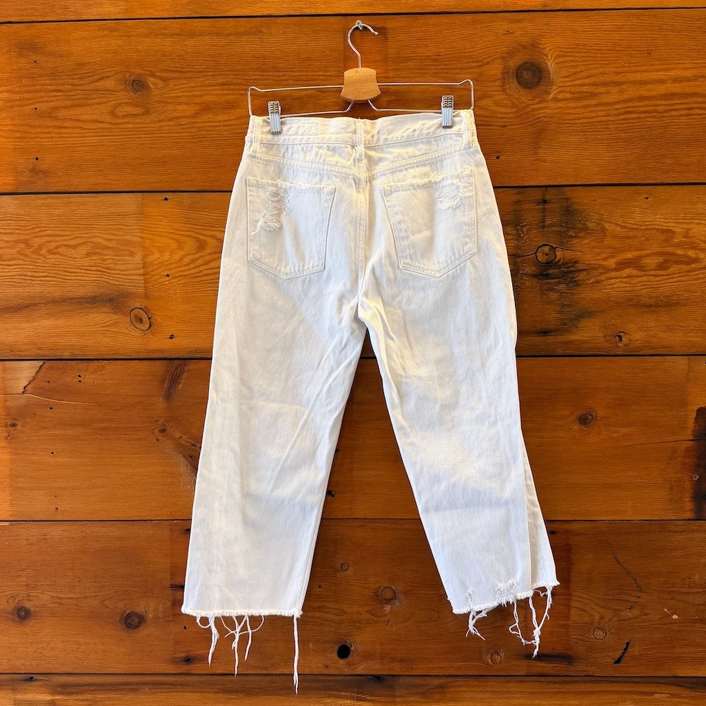 AllSaints White Cropped Distressed Ivy Destroys Boys Jeans - Size 28 - 1007SB