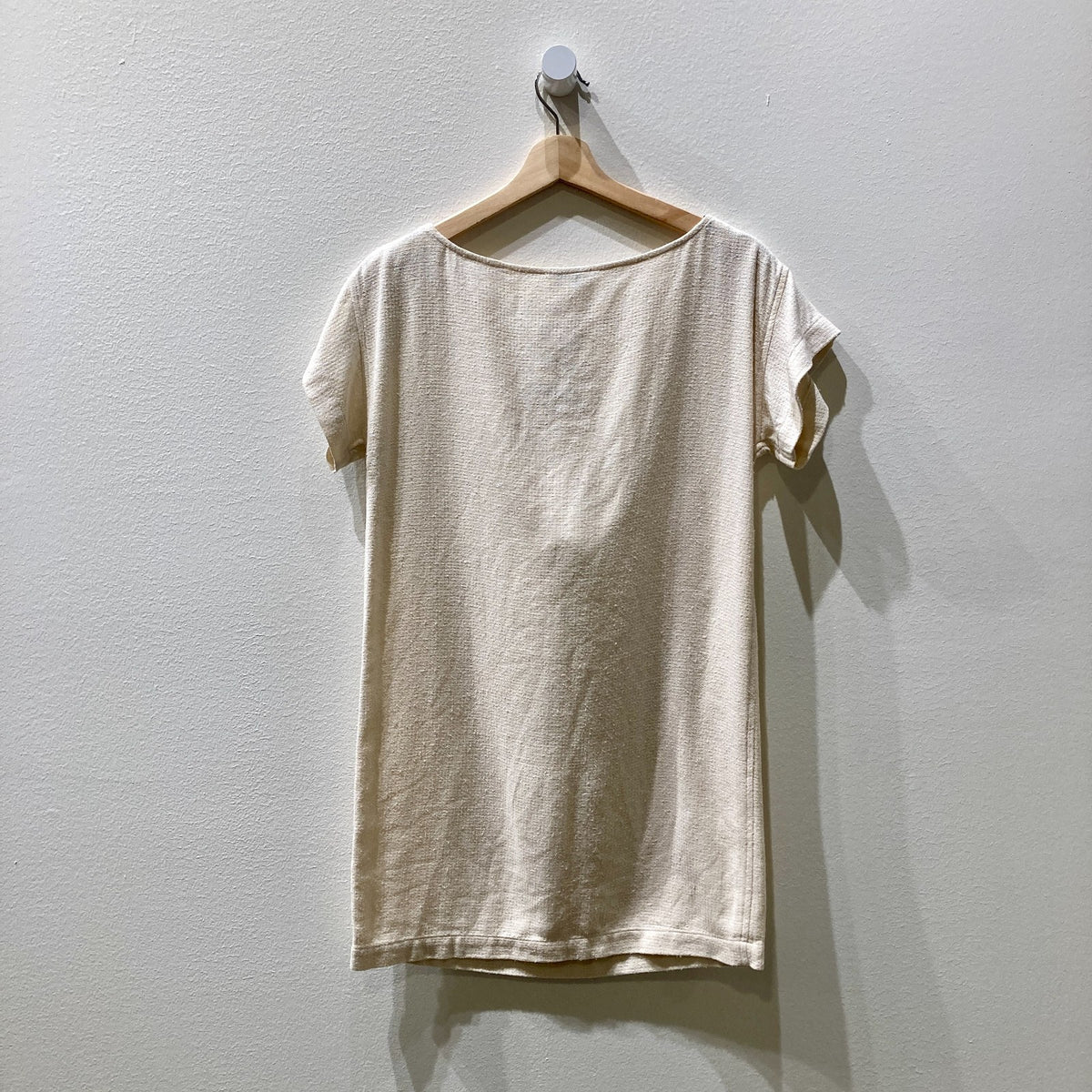 Ozma of California White Textured Raw Silk Short Sleeve Dress - Size XS - 0312IG