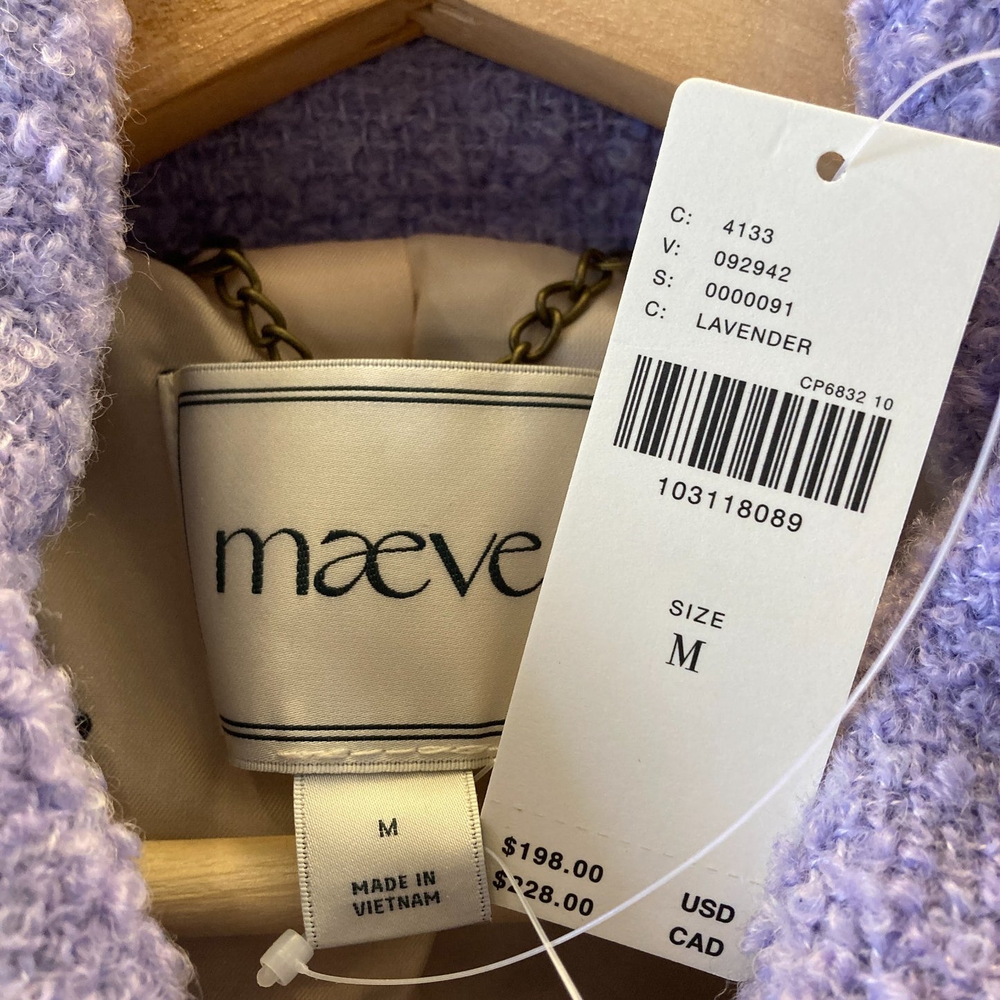 M - Maeve Anthropologie Lavender NEW $198 Wool Blend Drop-Waist Coat 0715DP