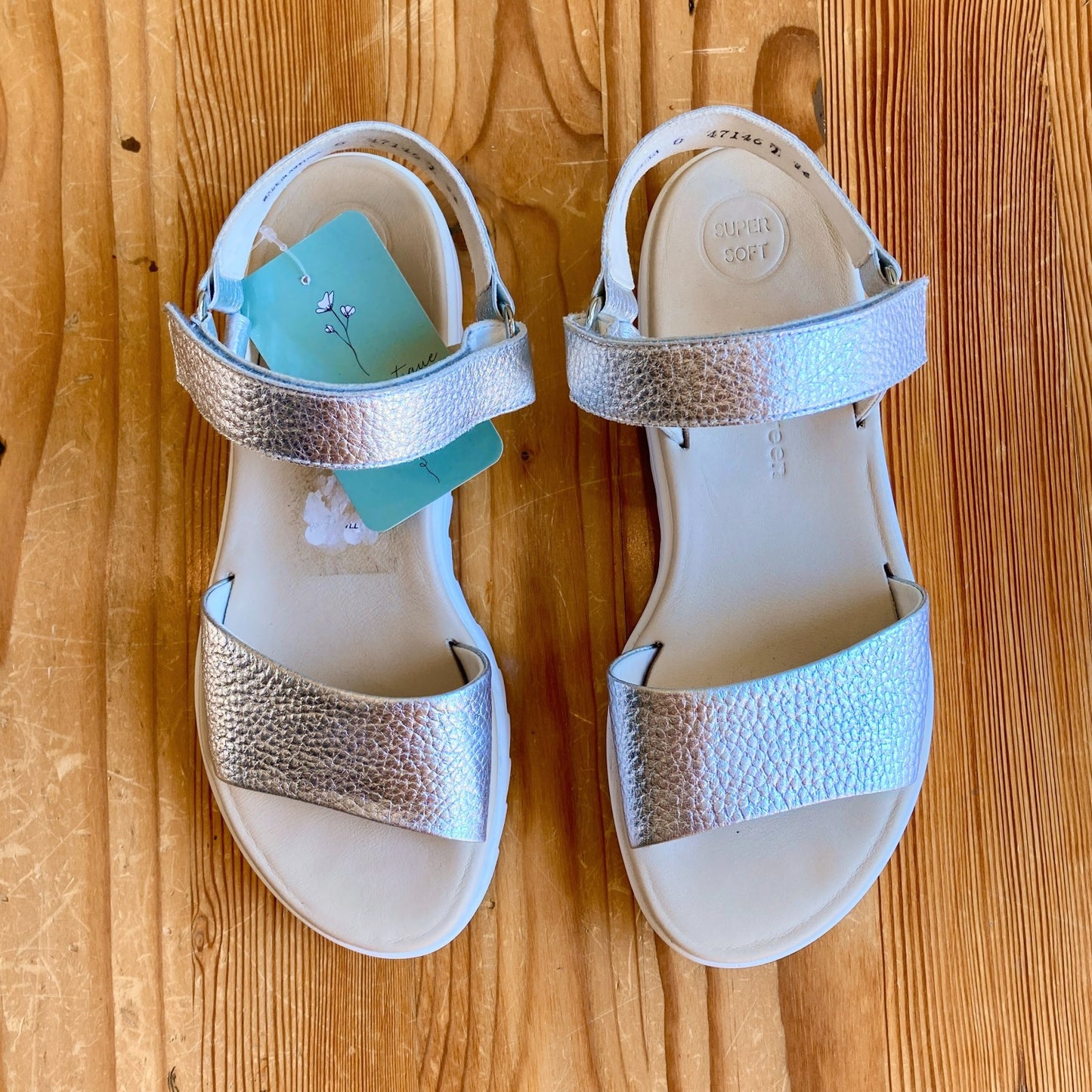 Paul Green Silver Ankle Strap Toni Comfort Sandals - Size 6 AU / 9 US - 0413BB