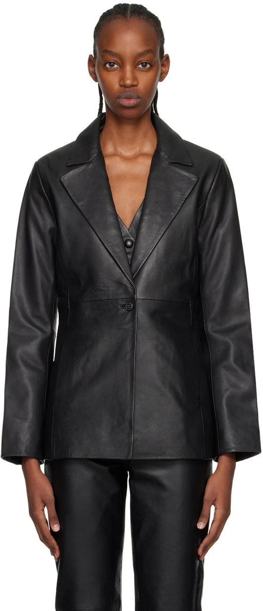 Reformation Veda Edition Leather Bowery Blazer Womens Jacket - Size S - 0607AB