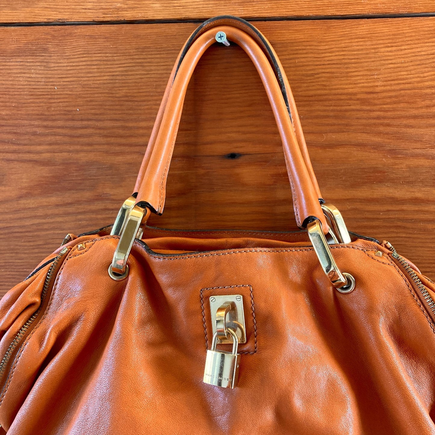 Marc Jacobs Orange Paradise Rio Satchel Moto Lambskin Leather Bag 0000MB