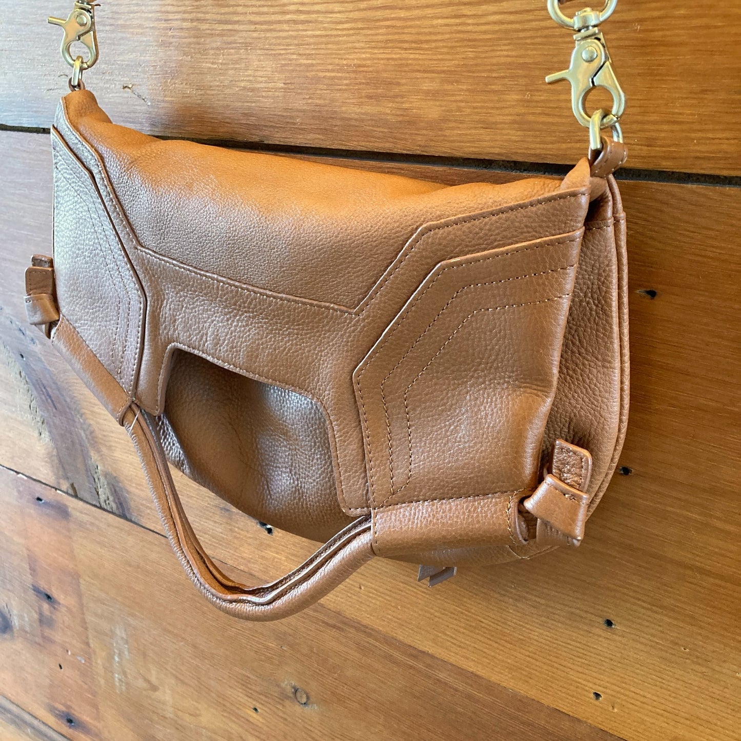 Foley & Corrina Brown Soft Leather Fold Over Mid City Purse Bag - 1122KP