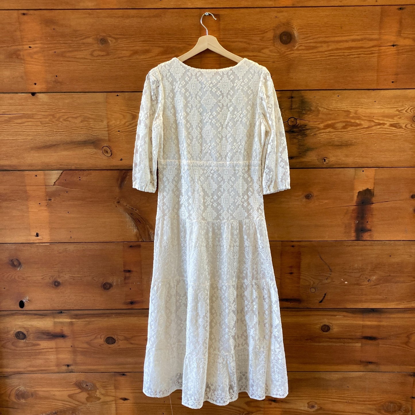 Desigual Ivory 3/4 Sleeve Tulum Embroidered Maxi Dress - Size XS - NEW 1213SM