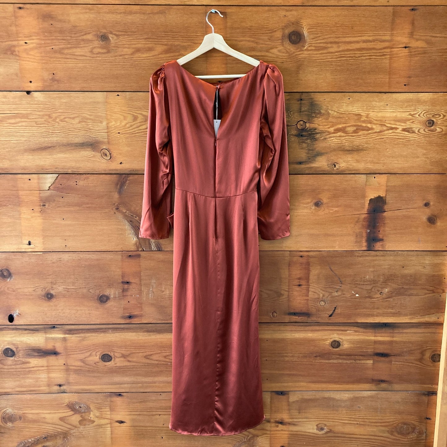 10 - Reformation NEW Oxide Red Cassie Silk Long Sleeve Dress 0306CH