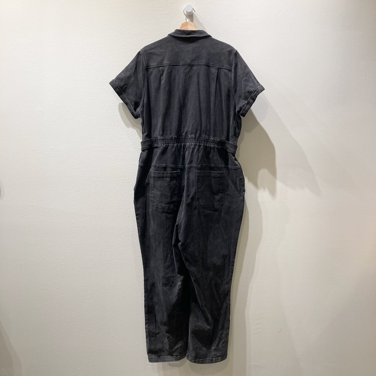 Wildfang Black Denim Short Sleeve Essential Coverall Jumpsuit - Size 1X - 0530JF