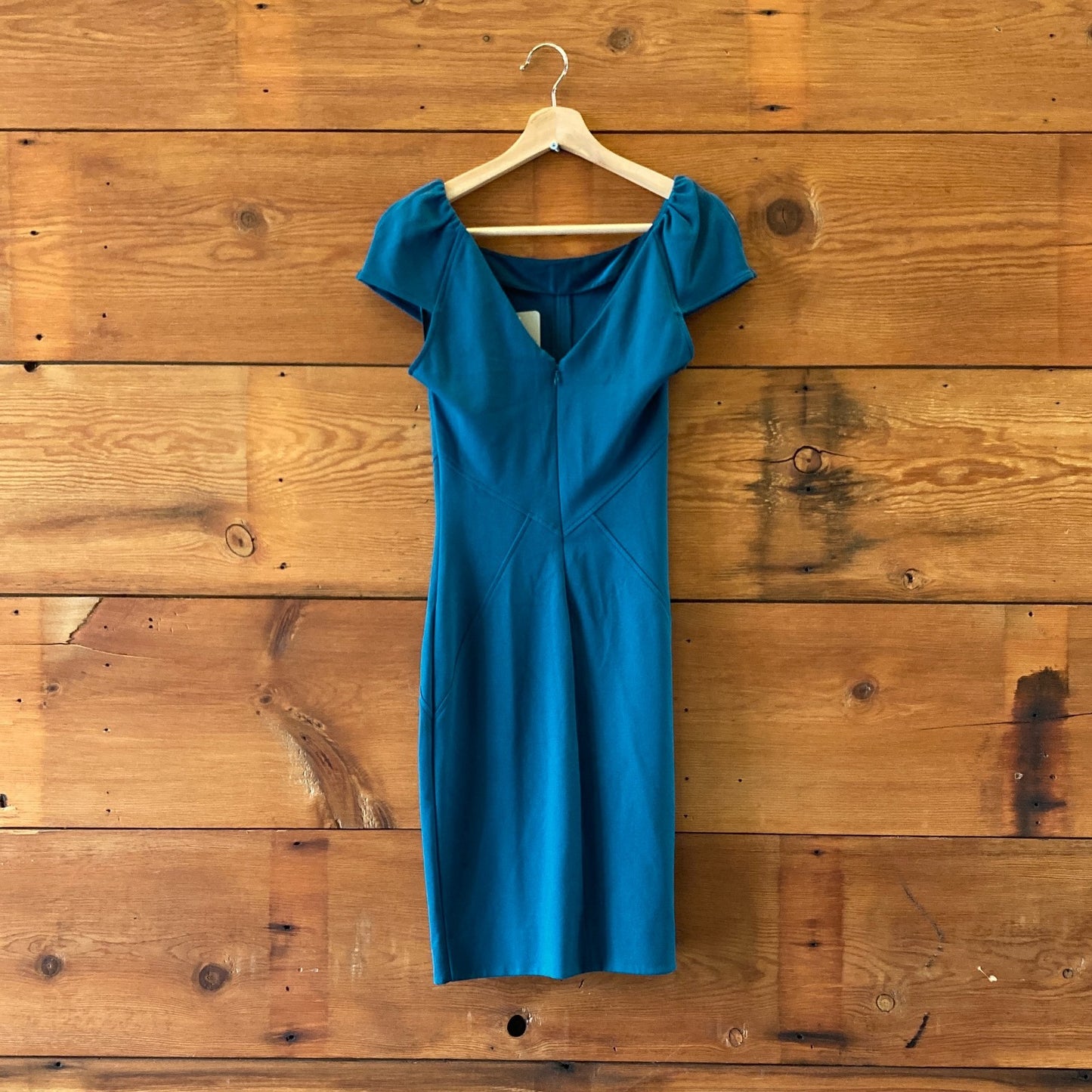 4 - Diane von Furstenberg Blue Helen Cap Sleeve Bodycon Dress 0508DK