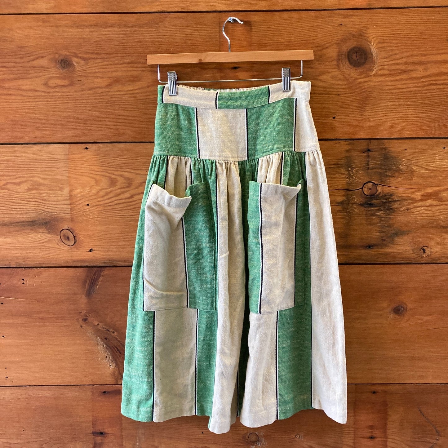 Ace & Jig Green & White Striped Porto Big Pocket Midi Skirt - Size XS - 0706AV