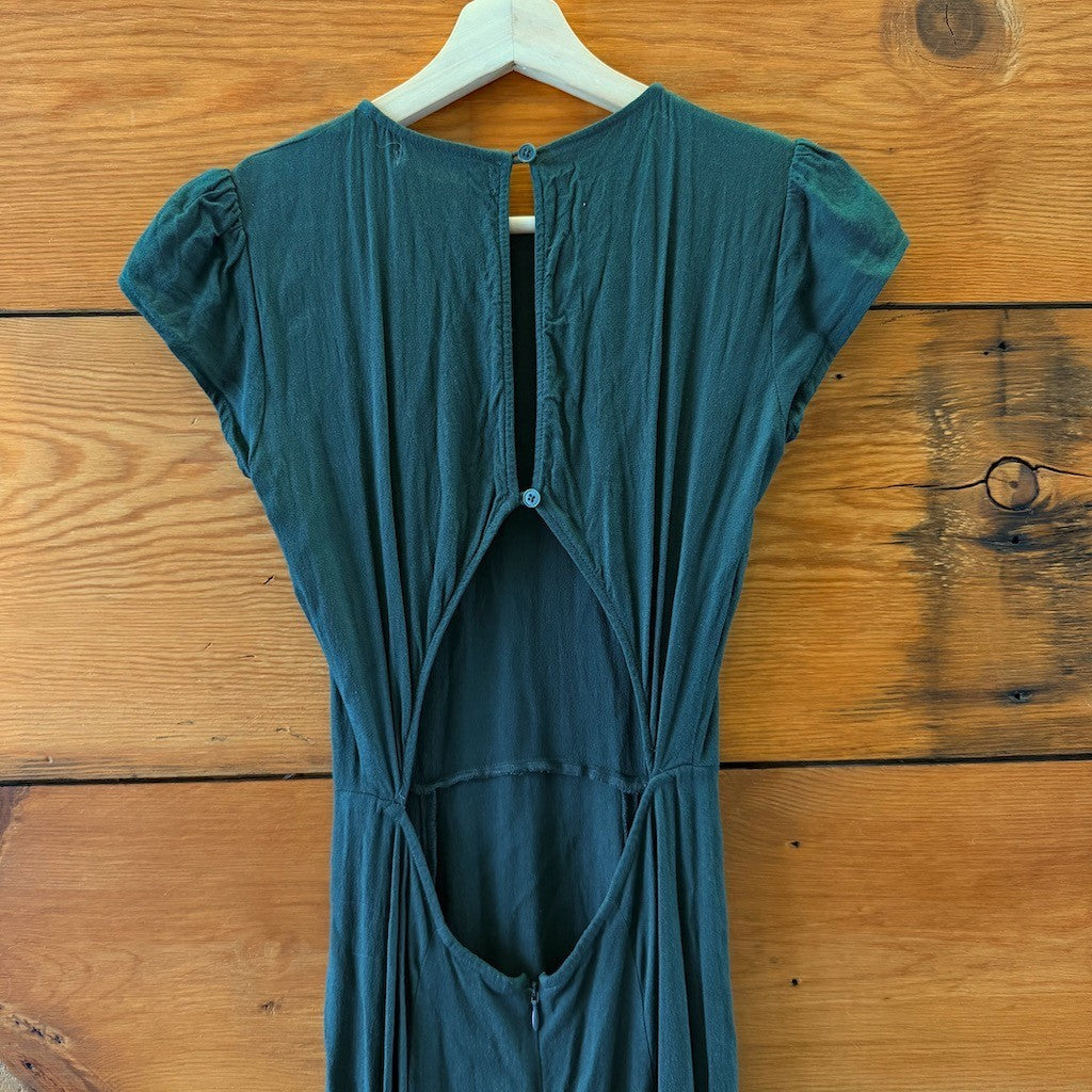Reformation Emerald Green Gavin Open Back High Slit Midi Dress - Size 2 - 0404BB