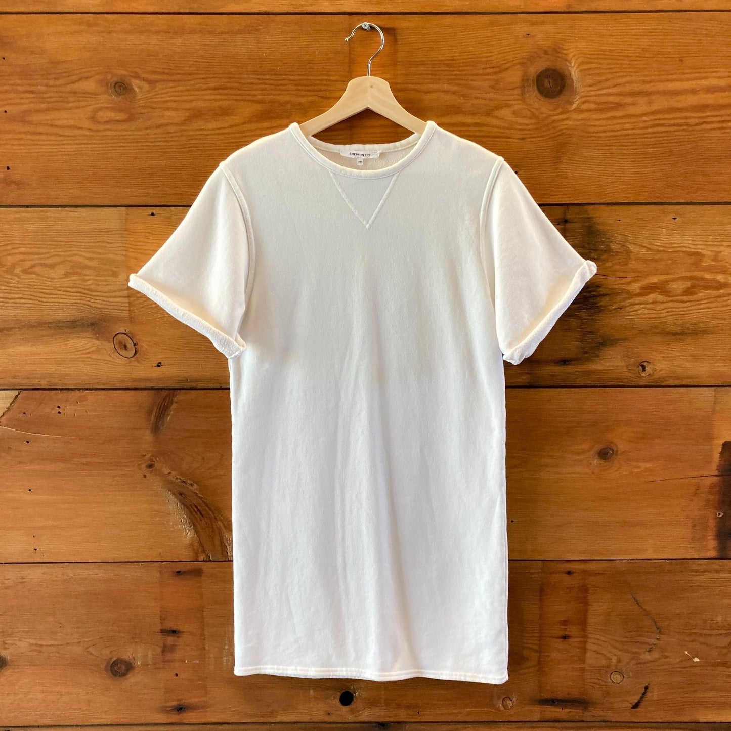 Emerson Fry White Short Sleeve Sweatshirt Organic Dress - Size XXS - 0203DE