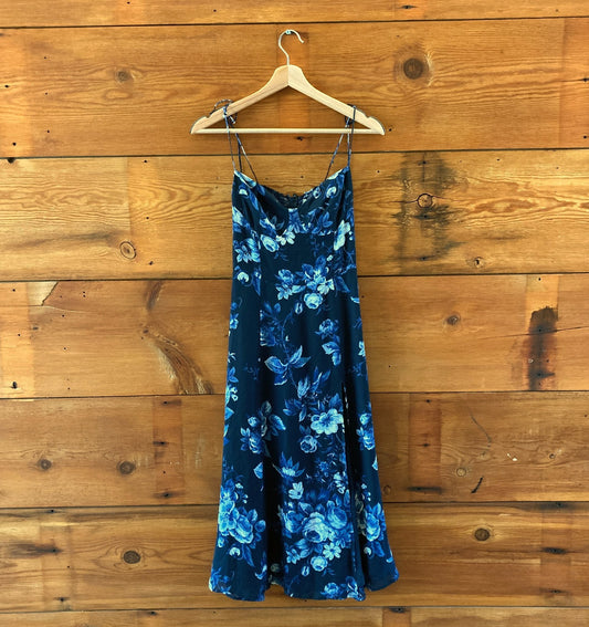 Reformation Blue Floral Lottie Print Juliette NEW Midi Dress - Size 4 - 0816TB