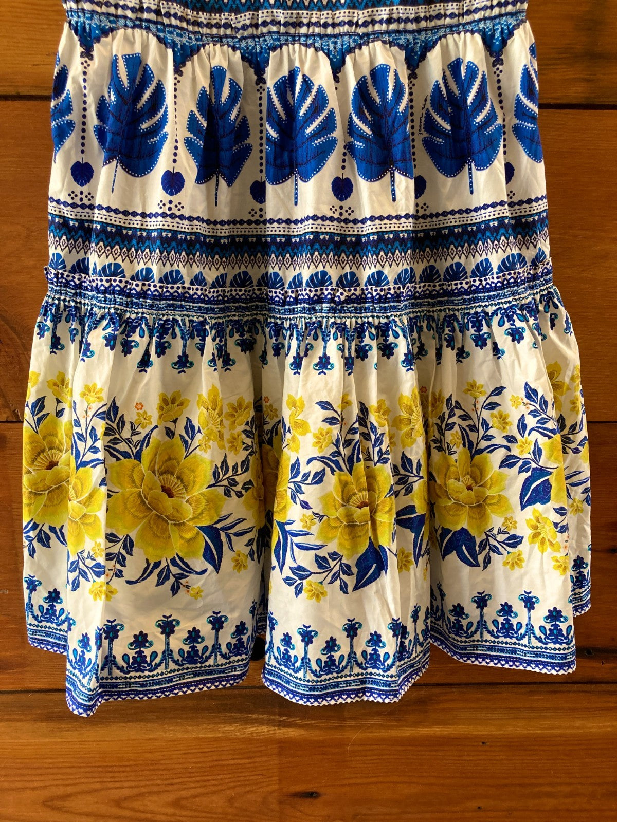 Farm Rio Blue Patterned Off White Zuli Mini Dress - Size M - NEW - 0401AJ
