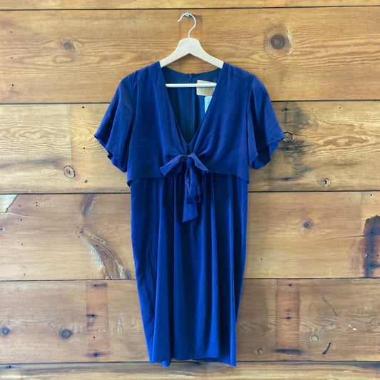 No 6 Store Navy Blue Short Sleeve V Neck Dress - Size 2 - 0504AK