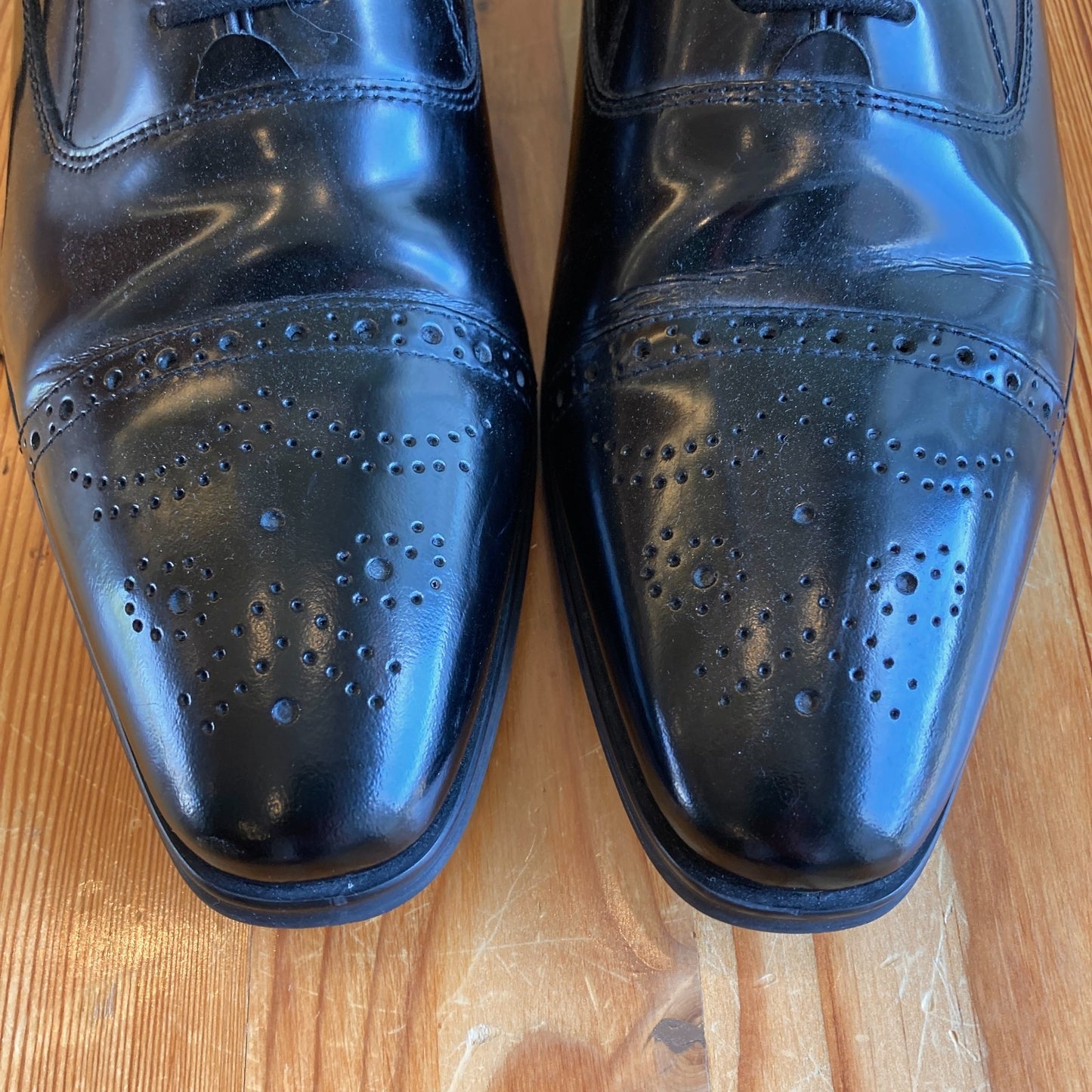 Versace Collection Mens Black Patent Cap Toe Oxford Shoes - Sz 43 / 10 - 0402JK